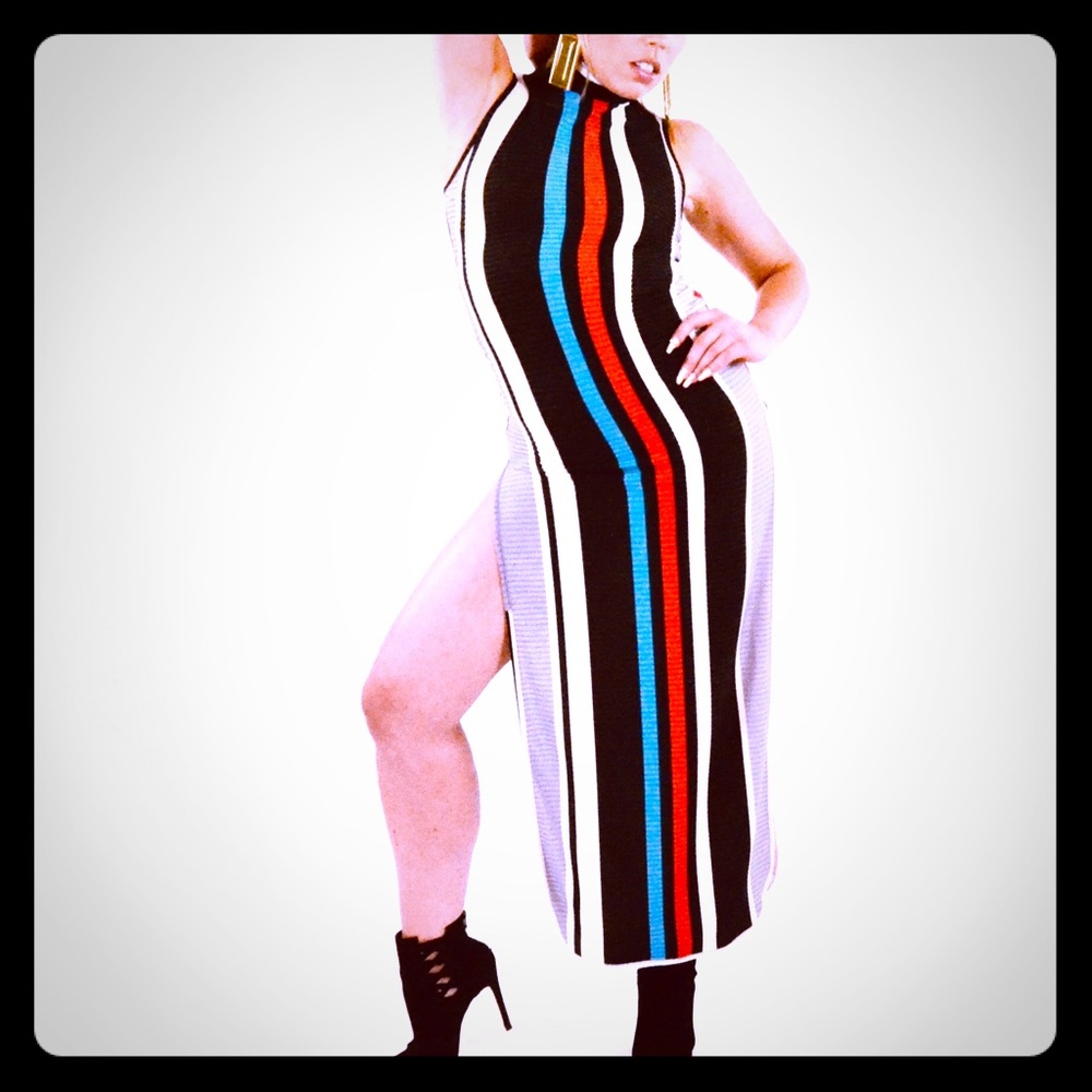 VTG 1960’s MOD/BODYCON striped Sheath Dress XS SM
